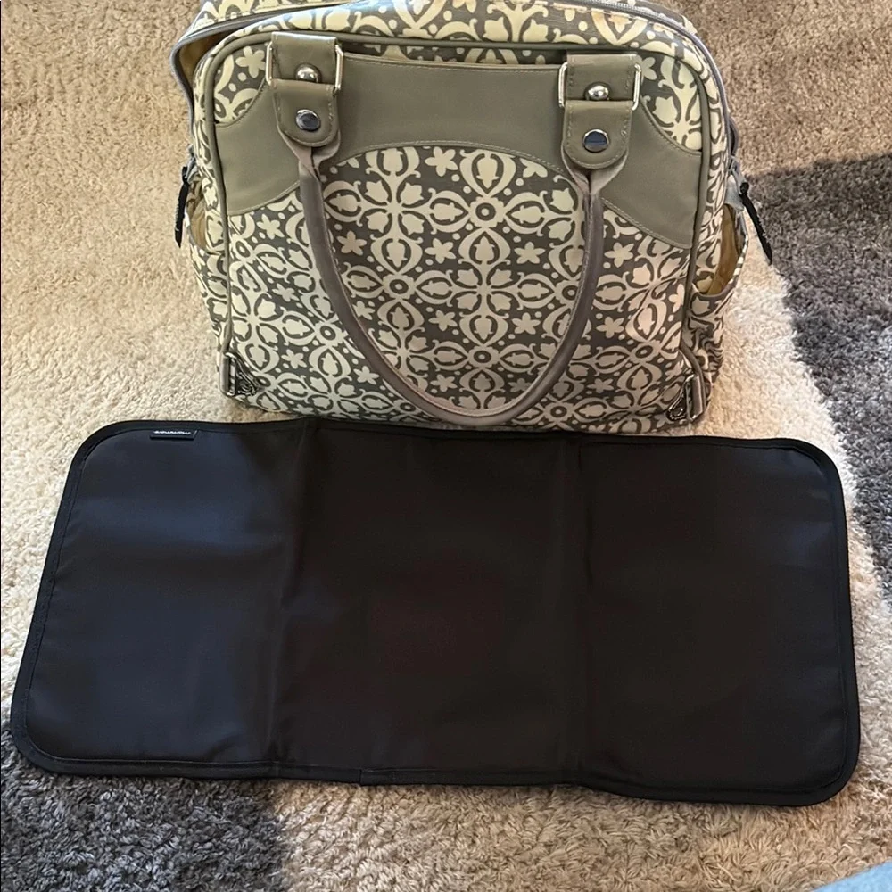 Petunia Pickle Bottom Gray and Yellow Baby Bag